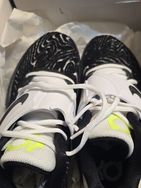 Nike Black & White KD Basketball Shoes with Volt Logo Accent
